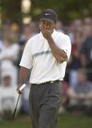 21 September 2002; Tiger Woods reacts to a missed birdie opportunity on the 14th green during day three of the WGC-American Express Championship at Mount Juliet Golf Course in Thomastown, Kilkenny. Photo by Brendan Moran/Sportsfile