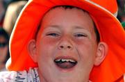 23 September 2002; A young Armagh supporter cheers on his side during the homecoming of Armagh, All-Ireland Senior Football Champions, at Crossmaglen Rangers, in Crossmaglen, Armagh. Photo by Damien Eagers/Sportsfile