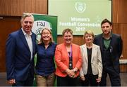 23 September 2017; Attendees, from left, FAI Chief Executive John Delaney, Rachel Pavlou, National Participation Manager for Women's Football at the English FA, FAI Board Member and Chairman of Women's Football Committee Niamh O'Donoghue, FAI Head of Women's Football Sue Ronan and UEFA marketing manager Noel Mooney during the FAI's 2017 Women's Football Convention at the FAI National Training Centre in Abbotstown, Dublin. Photo by Stephen McCarthy/Sportsfile