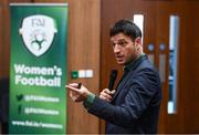 23 September 2017; UEFA marketing manager Noel Mooney speaking during the FAI's 2017 Women's Football Convention at the FAI National Training Centre in Abbotstown, Dublin. Photo by Stephen McCarthy/Sportsfile