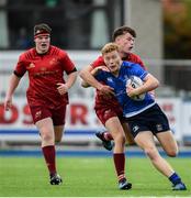 23 September 2017; Sean Wafer of Leinster is tackled by Charlie O’Doherty of Munster during the under18 clubs interprovincial match between Leinster and Munster at Donnybrook Stadium in Dublin. Photo by Ramsey Cardy/Sportsfile