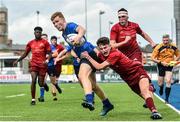 23 September 2017; Sean Wafer of Leinster is tackled by Charlie O’Doherty of Munster on his way to scoring his side's second try during the under18 clubs interprovincial match between Leinster and Munster at Donnybrook Stadium in Dublin. Photo by Ramsey Cardy/Sportsfile