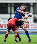 23 September 2017; Fionn Gilbert of Leinster is tackled by Charlie O’Doherty of Munster during the under18 clubs interprovincial match between Leinster and Munster at Donnybrook Stadium in Dublin. Photo by Ramsey Cardy/Sportsfile