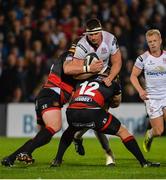 22 September 2017; Robbie Diack of Ulster is tackled by Phil Price and Pat Howard of Dragons during the Guinness PRO14 Round 4 match between Ulster and Dragons at Kingspan Stadium in Belfast. Photo by Oliver McVeigh/Sportsfile