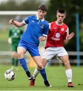 23 September 2017; Colm Whelan of Waterford FC in action against Niall Morahan of Sligo Rovers during the SSE Airtricity National Under 17 League Mark Farren Cup Final match between Waterford FC and Sligo Rovers at RSC in Waterford. Photo by Matt Browne/Sportsfile