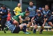 23 September 2017; Kieran Marmion of Connacht is tackled by Seb Davies, left, and Rhun Williams of Cardiff during the Guinness PRO14 Round 4 match between Connacht and Cardiff Blues at The Sportsground in Galway. Photo by Diarmuid Greene/Sportsfile