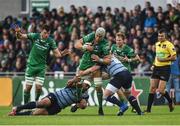 23 September 2017; Ultan Dillane of Connacht is tackled by Taufa'ao Filise, left, and Josh Navadi of Cardiff during the Guinness PRO14 Round 4 match between Connacht and Cardiff Blues at The Sportsground in Galway. Photo by Diarmuid Greene/Sportsfile