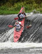 23 September 2017; The team of Gildas Laplaud and Zac Laplaud compete during the 58th International Liffey Descent on the River Liffey at Lucan Weir in Lucan, Co Dublin. Photo by Cody Glenn/Sportsfile