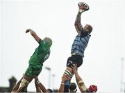23 September 2017; Damian Welch of Cardiff wins possession in a lineout ahead of Ultan Dillane of Connacht during the Guinness PRO14 Round 4 match between Connacht and Cardiff Blues at The Sportsground in Galway. Photo by Diarmuid Greene/Sportsfile