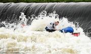 23 September 2017; The team of Conor Nolan and James Igoe capsize during the 58th International Liffey Descent on the River Liffey at Lucan Weir in Lucan, Co Dublin. Photo by Cody Glenn/Sportsfile