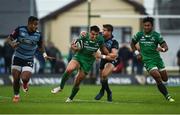 23 September 2017; Cian Kelleher of Connacht is tackled by Lloyd Williams of Cardiff during the Guinness PRO14 Round 4 match between Connacht and Cardiff Blues at The Sportsground in Galway. Photo by Diarmuid Greene/Sportsfile