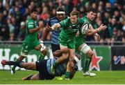23 September 2017; Kieran Marmion of Connacht is tackled by Taufa'ao Filise of Cardiff during the Guinness PRO14 Round 4 match between Connacht and Cardiff Blues at The Sportsground in Galway. Photo by Diarmuid Greene/Sportsfile