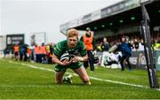 23 September 2017; Darragh Leader of Connacht scores his side's first try during the Guinness PRO14 Round 4 match between Connacht and Cardiff Blues at The Sportsground in Galway. Photo by Diarmuid Greene/Sportsfile