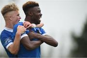 23 September 2017; Regix Madika of Waterford FC celebrates after scoring the third goal against Sligo Rovers with team-mate Greg Waters during the SSE Airtricity National Under 17 League Mark Farren Cup Final match between Waterford FC and Sligo Rovers at RSC in Waterford. Photo by Matt Browne/Sportsfile