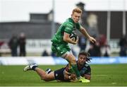 23 September 2017; Rory Scholes of Connacht is tackled by Josh Navadi of Cardiff during the Guinness PRO14 Round 4 match between Connacht and Cardiff Blues at The Sportsground in Galway. Photo by Diarmuid Greene/Sportsfile