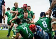 23 September 2017; Shane Delahunt of Connacht celebrates with team-mates after scoring his side's second try during the Guinness PRO14 Round 4 match between Connacht and Cardiff Blues at The Sportsground in Galway. Photo by Diarmuid Greene/Sportsfile