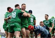 23 September 2017; Shane Delahunt of Connacht, right, celebrates with team-mate Conor Carey after scoring his side's second try during the Guinness PRO14 Round 4 match between Connacht and Cardiff Blues at The Sportsground in Galway. Photo by Diarmuid Greene/Sportsfile