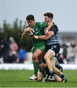 23 September 2017; Dave Heffernan of Connacht is tackled by Alex Cuthbert and Seb Davies of Cardiff Blues during the Guinness PRO14 Round 4 match between Connacht and Cardiff Blues at The Sportsground in Galway. Photo by Diarmuid Greene/Sportsfile