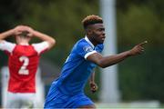 23 September 2017; Regix Madika of Waterford FC celebrates after scoring the third goal against Sligo Rovers during the SSE Airtricity National Under 17 League Mark Farren Cup Final match between Waterford FC and Sligo Rovers at RSC in Waterford. Photo by Matt Browne/Sportsfile
