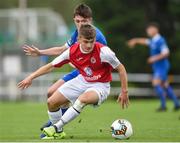 23 September 2017; Luke O'Reilly of Sligo Rovers in action against Dean Beresford of  Waterford FC during the SSE Airtricity National Under 17 League Mark Farren Cup Final match between Waterford FC and Sligo Rovers at RSC in Waterford. Photo by Matt Browne/Sportsfile
