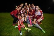 23 September 2017; Shelbourne Ladies players celebrate with the cup following the Continental Tyres Women's National League Cup Final match between Peamount United and Shelbourne Ladies at Greenogue in Dublin. Photo by Stephen McCarthy/Sportsfile