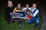 23 September 2017; The winning connections of Good News including trainer Pat Gilfoyle, from right, joint-owners Sandra Gilfoyle, and Mary Kennedy, and Jenna Boyle, Head of Retail for Boylesports, after winning the Boylesports Irish Greyhound Derby during Boylesports Irish Greyhound Derby at Shelbourne Park in Dublin. Photo by Cody Glenn/Sportsfile