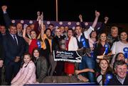 23 September 2017; The winning connections of Good News including trainer Pat Gilfoyle, centre right, joint-owners Sandra Gilfoyle, holding trophy in white and red, and Mary Kennedy, in yellow and black, centre left, and Jenna Boyle, Head of Retail for Boylesports, centre in black, after winning the Boylesports Irish Greyhound Derby during Boylesports Irish Greyhound Derby at Shelbourne Park in Dublin. Photo by Cody Glenn/Sportsfile