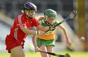 7 July 2012; Anna Geary, Cork, in action against Linda Sullivan, Offaly. All-Ireland Senior Camogie Championship, in association with RTÉ Sport, Round Three, Cork v Offaly, Pairc Ui Chaoimh, Cork. Picture credit: Stephen McCarthy / SPORTSFILE