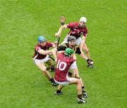 8 July 2012; Michael Rice, Kilkenny, in action against Conor Cooney, left, David Burke, and Andy Smith, right, Galway. Leinster GAA Hurling Senior Championship Final, Kilkenny v Galway, Croke Park, Dublin. Picture credit: Daire Brennan / SPORTSFILE