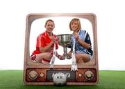 9 July 2012; Cork reclaimed the Brendan Martin Cup in 2011 and captains from Monaghan, Dublin, Laois, Kildare, Westmeath, Meath, Kerry, Clare, Galway, Mayo, Tyrone, and Donegal were in Croke Park today hoping to dethrone the Rebelettes as Senior Champions. At the launch of the 2012 TG4 Ladies Football Championships at Croke Park are Cork captain Rena Buckley, left, and Dublin's Gemma Fay. Croke Park, Dublin. Picture credit: Stephen McCarthy / SPORTSFILE