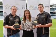 10 July 2012; Sligo footballer Adrian Marren, left, and Tipperary hurler Paraic Maher, right, are presented with their GAA / GPA Player of the Month Award, sponsored by Opel, for June by Emma O'Carroll, Marketing Assistant Opel Ireland. Croke Park, Dublin. Picture credit: Barry Cregg / SPORTSFILE