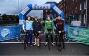 24 September 2017; Cllr. Janice Boylan was on hand in Smithfield, to officially start the biggest cycling event of its kind to take place in Dublin. The Great Dublin Bike Ride is an initiative from Sport Ireland who work in conjunction with Dublin City Council, Healthy Ireland, Fingal County Council and Cycling Ireland.The Great Dublin Bike Ride was a flagship event in Ireland for the European Week of Sport (23 - 30 September) and encourages everyone to #BeActive. The Gardaí, Luas, Dublin Bus and Civil Defence worked hard with the various city and county councils to ensure the safety and enjoyment of participants on the day. Pictured are, from left, John Treacy, CEO Sport Ireland, Una May, Sport Ireland, Geoff Liffey, CEO Cycling Ireland, and Ronan Toomey, Healthy Ireland, at The Great Dublin Bike Ride 2017, Aran Quays, in Dublin. Photo by Seb Daly/Sportsfile