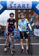 24 September 2017; Cllr. Janice Boylan was on hand in Smithfield, to officially start the biggest cycling event of its kind to take place in Dublin. The Great Dublin Bike Ride is an initiative from Sport Ireland who work in conjunction with Dublin City Council, Healthy Ireland, Fingal County Council and Cycling Ireland.The Great Dublin Bike Ride was a flagship event in Ireland for the European Week of Sport (23 - 30 September) and encourages everyone to #BeActive. The Gardaí, Luas, Dublin Bus and Civil Defence worked hard with the various city and county councils to ensure the safety and enjoyment of participants on the day. Pictured are former Olympian Sonia O'Sullivan, left, and John Treacy, CEO Sport Ireland, right, at The Great Dublin Bike Ride 2017, Aran Quays, in Dublin. Photo by Seb Daly/Sportsfile