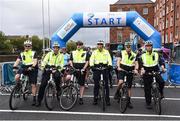 24 September 2017; Cllr. Janice Boylan was on hand in Smithfield, to officially start the biggest cycling event of its kind to take place in Dublin. The Great Dublin Bike Ride is an initiative from Sport Ireland who work in conjunction with Dublin City Council, Healthy Ireland, Fingal County Council and Cycling Ireland.The Great Dublin Bike Ride was a flagship event in Ireland for the European Week of Sport (23 - 30 September) and encourages everyone to #BeActive. The Gardaí, Luas, Dublin Bus and Civil Defence worked hard with the various city and county councils to ensure the safety and enjoyment of participants on the day. Pictured are members of An Garda Síochána, prior to the start of The Great Dublin Bike Ride 2017, Aran Quays, in Dublin. Photo by Seb Daly/Sportsfile