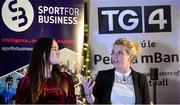 23 September 2017; World and Europe Boxing medallist Kellie Harrington, left, and All-Ireland Ladies Football winner Valerie Mulcahy in attendance during Women in Sport: the Challenges and Opportunities discussion panel. Women in Sport: The Challenges and Opportunities TG4 in partnership with Sport for Business, hosted a panel discussion entitled Women in Sport, the Challenges and Opportunities. The panel discussion took place at the Croke Park Hotel on Saturday September 23rd. The chairperson on the night was Gráinne McElwain and the panellists were: Irish Rugby Legend Lindsay Peat, All-Ireland Ladies Football winner Valerie Mulcahy, World and Europe Boxing medallist Kellie Harrington, and Champion Jockey Rachael Blackmore. The Croke Park Hotel in Dublin. Photo by Piaras Ó Mídheach/Sportsfile