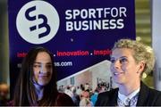 23 September 2017; World and Europe Boxing medallist Kellie Harrington, left, and All-Ireland Ladies Football winner Valerie Mulcahy in attendance during Women in Sport: the Challenges and Opportunities discussion panel. Women in Sport: The Challenges and Opportunities TG4 in partnership with Sport for Business, hosted a panel discussion entitled Women in Sport, the Challenges and Opportunities. The panel discussion took place at the Croke Park Hotel on Saturday September 23rd. The chairperson on the night was Gráinne McElwain and the panellists were: Irish Rugby Legend Lindsay Peat, All-Ireland Ladies Football winner Valerie Mulcahy, World and Europe Boxing medallist Kellie Harrington, and Champion Jockey Rachael Blackmore. The Croke Park Hotel in Dublin. Photo by Piaras Ó Mídheach/Sportsfile