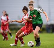 23 September 2017; Chloe Maloney of Peamount United in action against Gloria Douglas of Shelbourne Ladies during the Continental Tyres Women's National League Cup Final match between Peamount United and Shelbourne Ladies at Greenogue in Dublin. Photo by Stephen McCarthy/Sportsfile