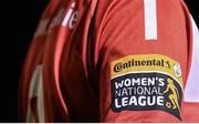 23 September 2017; A detailed view of the Continental Tyres Women's National League crest on the Shelbourne Ladies jersey during the Continental Tyres Women's National League Cup Final match between Peamount United and Shelbourne Ladies at Greenogue in Dublin. Photo by Stephen McCarthy/Sportsfile