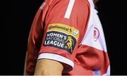 23 September 2017; A detailed view of the Continental Tyres Women's National League crest on the Shelbourne Ladies jersey during the Continental Tyres Women's National League Cup Final match between Peamount United and Shelbourne Ladies at Greenogue in Dublin. Photo by Stephen McCarthy/Sportsfile