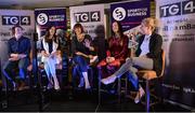 23 September 2017; Attendees, from left, Irish Rugby Legend Lindsay Peat, Champion Jockey Rachael Blackmore, MC Gráinne McElwain, World and Europe Boxing medallist Kellie Harrington, and All-Ireland Ladies Football winner Valerie Mulcahy, during Women in Sport: the Challenges and Opportunities discussion panel. Women in Sport: The Challenges and Opportunities TG4 in partnership with Sport for Business, hosted a panel discussion entitled Women in Sport, the Challenges and Opportunities. The panel discussion took place at the Croke Park Hotel on Saturday September 23rd. The chairperson on the night was Gráinne McElwain and the panellists were: Irish Rugby Legend Lindsay Peat, All-Ireland Ladies Football winner Valerie Mulcahy, World and Europe Boxing medallist Kellie Harrington, and Champion Jockey Rachael Blackmore. The Croke Park Hotel in Dublin. Photo by Piaras Ó Mídheach/Sportsfile