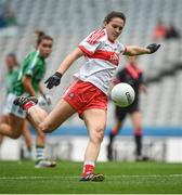 24 September 2017; Megan Devine of Derry scores a point during the TG4 Ladies Football All-Ireland Junior Championship Final match between Derry and Fermanagh at Croke Park in Dublin. Photo by Cody Glenn/Sportsfile