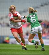 24 September 2017; Ciara Moore of Derry in action against Shauna Hamilton of Fermanagh during the TG4 Ladies Football All-Ireland Junior Championship Final match between Derry and Fermanagh at Croke Park in Dublin. Photo by Cody Glenn/Sportsfile