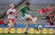 24 September 2017; Róisín O'Reilly of Fermanagh scores her side's first goal during the TG4 Ladies Football All-Ireland Junior Championship Final match between Derry and Fermanagh at Croke Park in Dublin. Photo by Brendan Moran/Sportsfile
