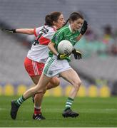 24 September 2017; Eimear Smyth of Fermanagh in action against Cáit Glass of Derry during the TG4 Ladies Football All-Ireland Junior Championship Final match between Derry and Fermanagh at Croke Park in Dublin. Photo by Brendan Moran/Sportsfile