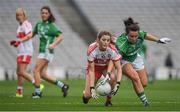 24 September 2017; Jackie Donnelly of Derry in action against Aisling Maguire of Fermanagh during the TG4 Ladies Football All-Ireland Junior Championship Final match between Derry and Fermanagh at Croke Park in Dublin. Photo by Brendan Moran/Sportsfile