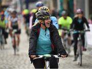 24 September 2017; Cllr. Janice Boylan was on hand in Smithfield, to officially start the biggest cycling event of its kind to take place in Dublin. The Great Dublin Bike Ride is an initiative from Sport Ireland who work in conjunction with Dublin City Council, Healthy Ireland, Fingal County Council and Cycling Ireland.The Great Dublin Bike Ride was a flagship event in Ireland for the European Week of Sport (23 - 30 September) and encourages everyone to #BeActive. The Gardaí, Luas, Dublin Bus and Civil Defence worked hard with the various city and county councils to ensure the safety and enjoyment of participants on the day. Pictured are riders as they finish The Great Dublin Bike Ride 2017, Smithfield Square, Dublin. Photo by Seb Daly/Sportsfile