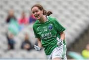 24 September 2017; Sharon Murphy of Fermanagh celebrates scoring the game-tying goal from the penalty mark during the TG4 Ladies Football All-Ireland Junior Championship Final match between Derry and Fermanagh at Croke Park in Dublin. Photo by Cody Glenn/Sportsfile