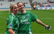 24 September 2017; Sharon Murphy of Fermanagh, right, who scored the game-tying goal walks off the pitch with team-mate Shauna Hamilton after the TG4 Ladies Football All-Ireland Junior Championship Final match between Derry and Fermanagh at Croke Park in Dublin. Photo by Cody Glenn/Sportsfile
