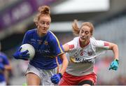 24 September 2017; Aishling Moloney of Tipperary in action against Shannon Cunningham of Tyrone during the TG4 Ladies Football All-Ireland Intermediate Championship Final match between Tipperary and Tyrone at Croke Park in Dublin. Photo by Cody Glenn/Sportsfile