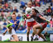 24 September 2017; Aishling Moloney of Tipperary shoots past Tyrone goalkeeper Shannon Lynch resulting in a point during the TG4 Ladies Football All-Ireland Intermediate Championship Final match between Tipperary and Tyrone at Croke Park in Dublin. Photo by Cody Glenn/Sportsfile